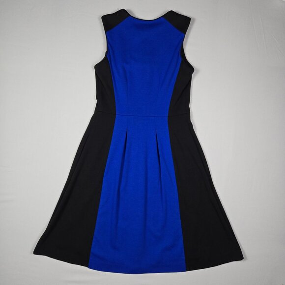 Vince Camuto Blue Black Colorblock Fit & Flare Dress Sz 2 Sleeveless Minimalist - Picture 6 of 15